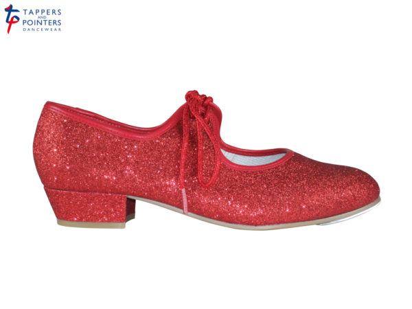 Red Glitter Low Heel Tap Shoe
